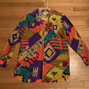 Regina Porter 100% Silk Abstract Blouse/Blazer